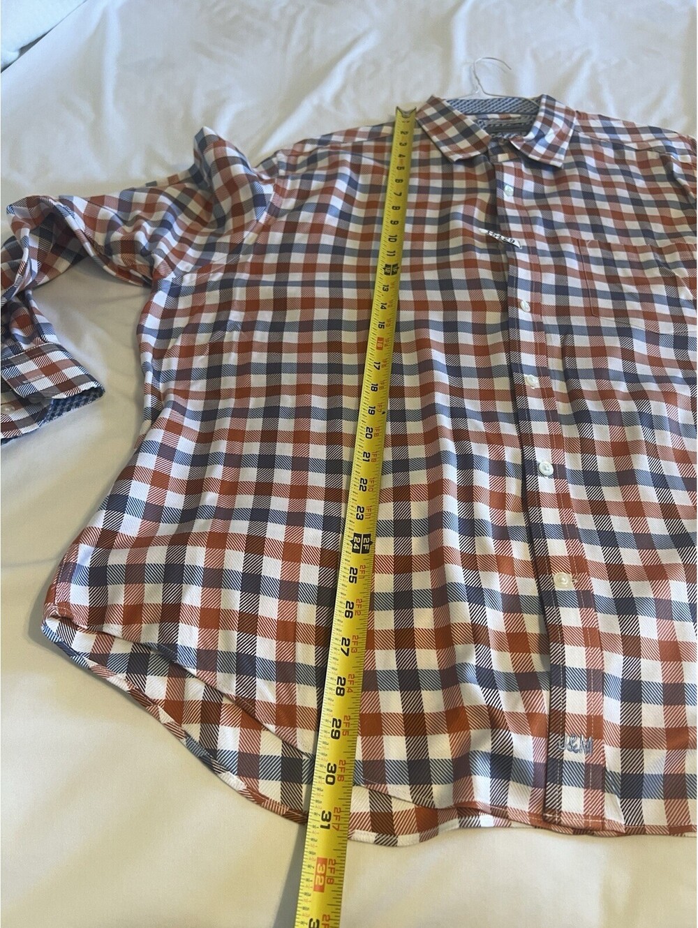 Johnston & Murphy Shirt XXL US Blue Check Flip Cuff Button Up Long Sleeve Mens - Picture 13 of 15
